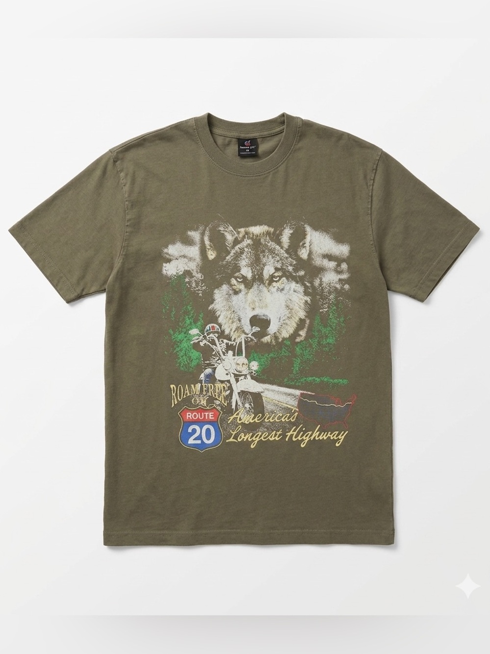 Cotton On Loose Fit Wolf & Motorcycle Graphic Tee